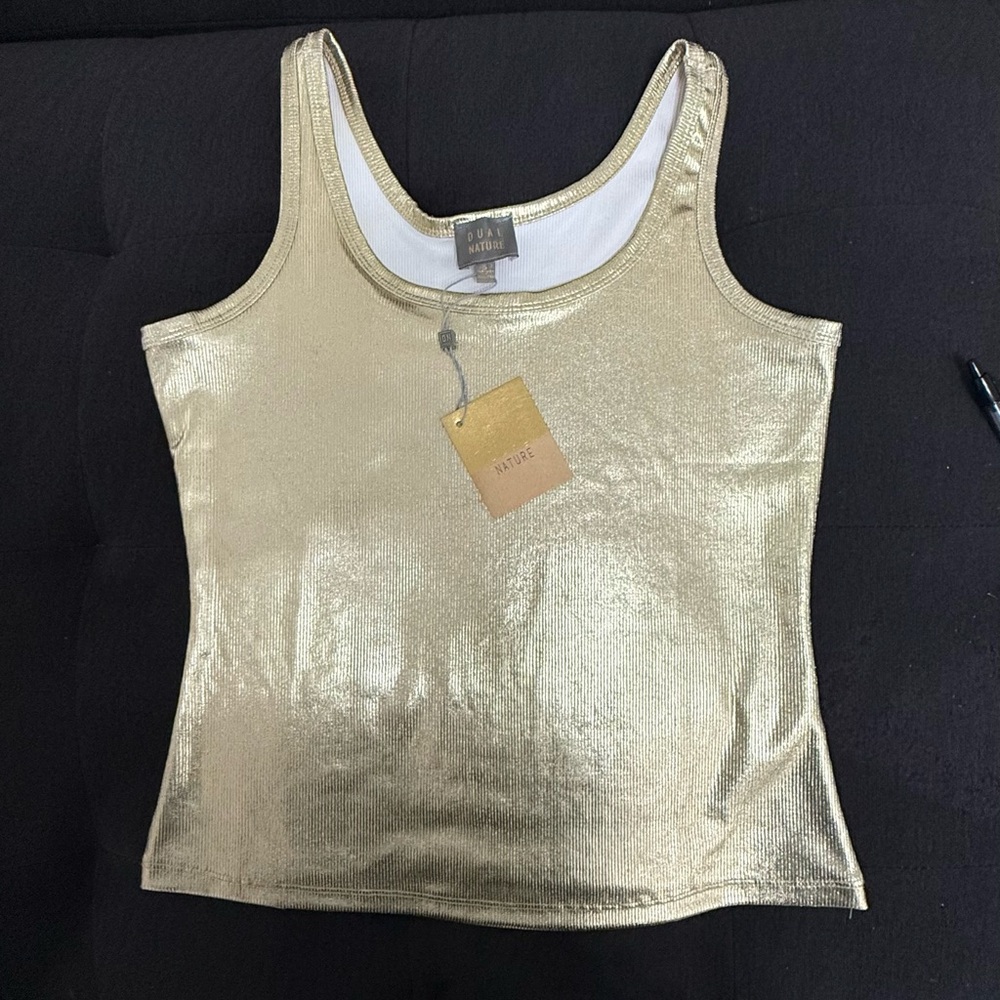 River Island metallic Gold tank top